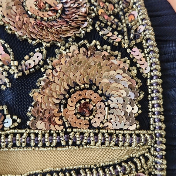 Size 2/4 dark navy pink sequin floral and tulle aline gown by Sherri Hill NWT - Picture 6 of 16